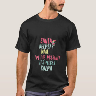 Ralph Christmas Funny Text Santa Helper Man Boy V  T-Shirt
