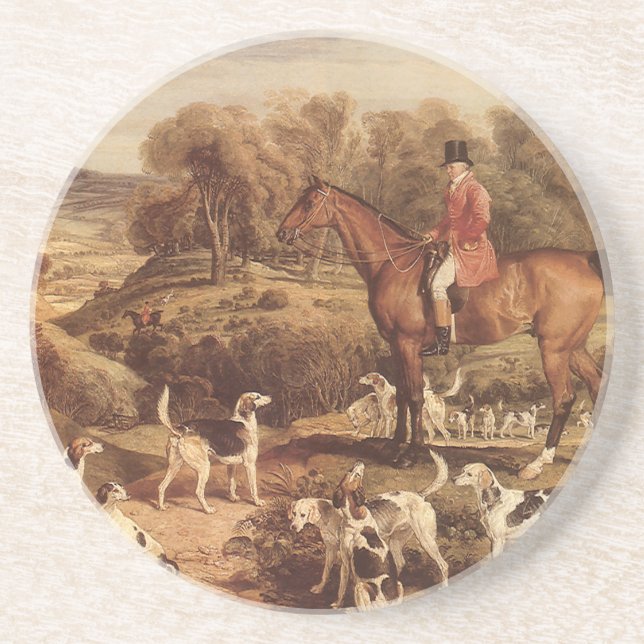 Ralph Lambton and his Hounds by James Ward Sandstone Coaster (Front)