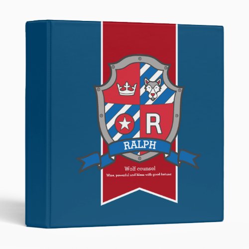 Ralph name meaning shield R letter red blue 3 Ring Binder
