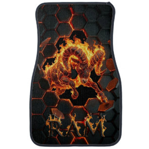 Ram, auto, flame, sport, trend car floor mat