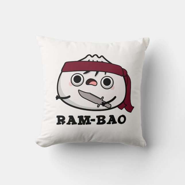Ram-bao Funny Soldier Dimsun Pun Throw Pillow (Front)