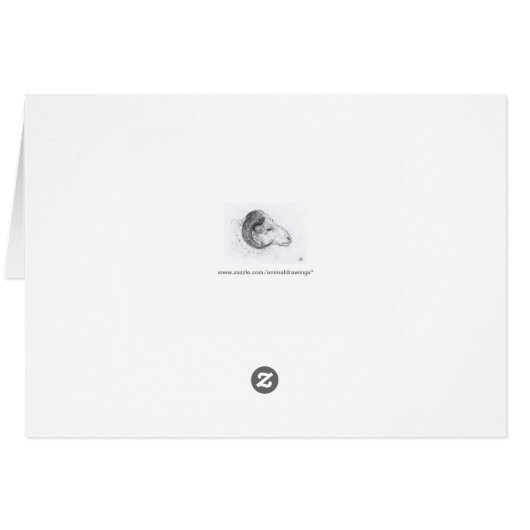 Ram Head Original Drawing Greeting Card (Back Horizontal)