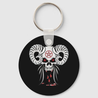 Ram Horned Skull Keychain