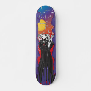 Ram Horned Skull Skateboard