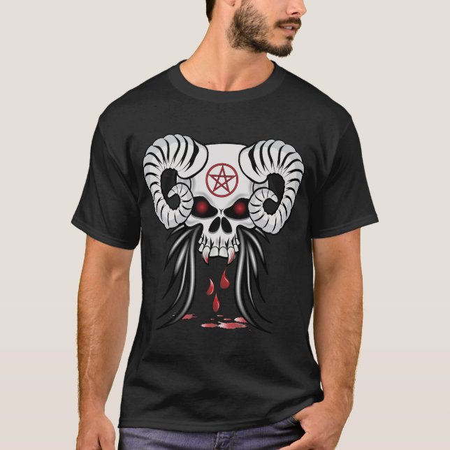 Ram Horned Skull T-Shirt (Front)