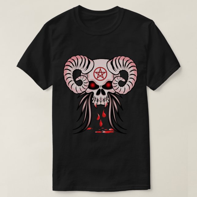 Ram Horned Skull T-Shirt (Design Front)