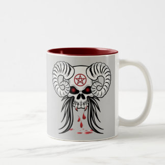 Ram Horned Skull Two-Tone Coffee Mug