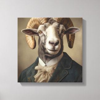 Ram In a Suit | Animal Art | Animal in a Suit Canvas Print