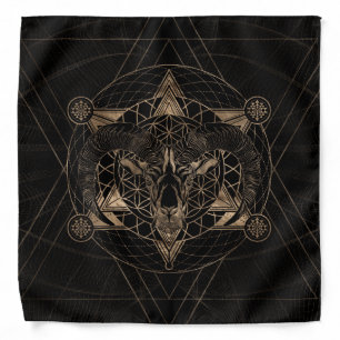 Ram in Sacred Geometry - Black and Gold Bandana