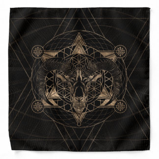 Ram in Sacred Geometry - Black and Gold Bandana