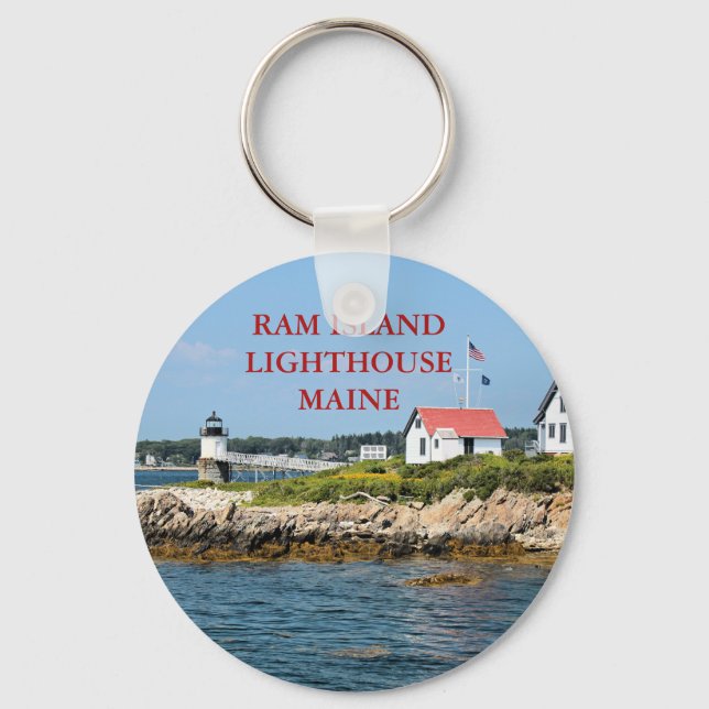 Ram Island Lighthouse, Maine Keychain (Front)