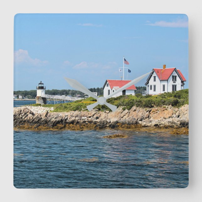 Ram Island Lighthouse, Maine Square Wall Clock (Front)