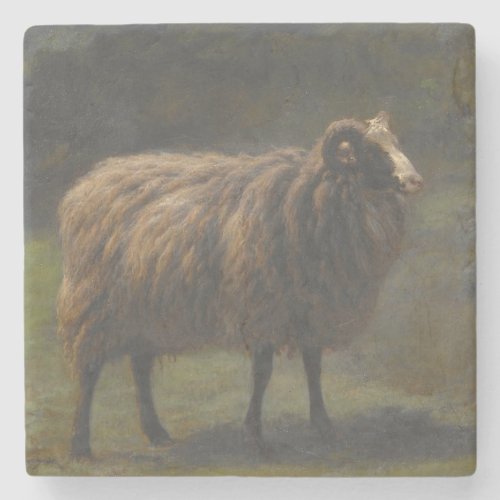 Ram Male Sheep on the Farm by Rosa Bonheur Stone Coaster