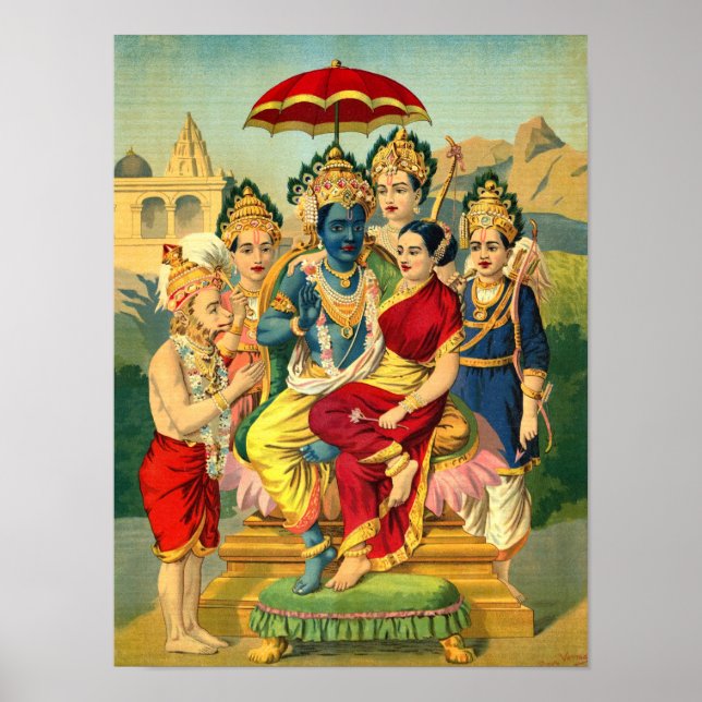 Ram Panchayatan by Raja Ravi Varma Poster (Front)