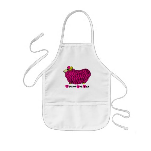 Ram Sheep Chinese Year Pink Kids Apron