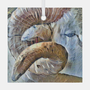 RAM SHEEP FARM ANIMAL GLASS ORNAMENT