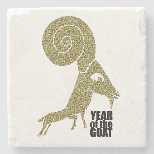 Ram Sheep Goat Year Chinese Zodiac Stone Coaster (Front)