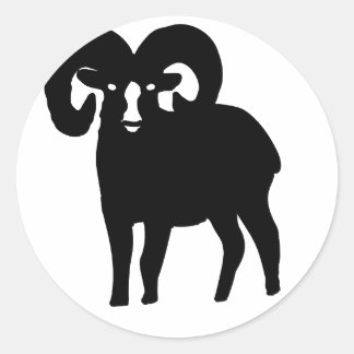 Ram Silhouette Classic Round Sticker