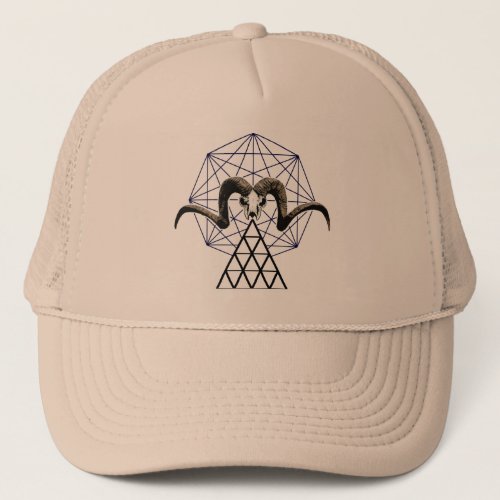 Ram skull sacred geometry trucker hat