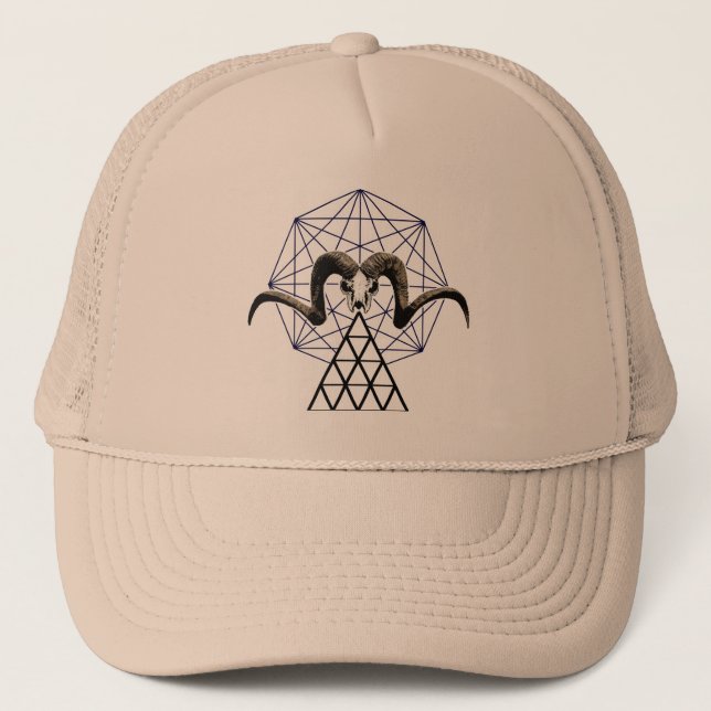 Ram skull sacred geometry trucker hat (Front)