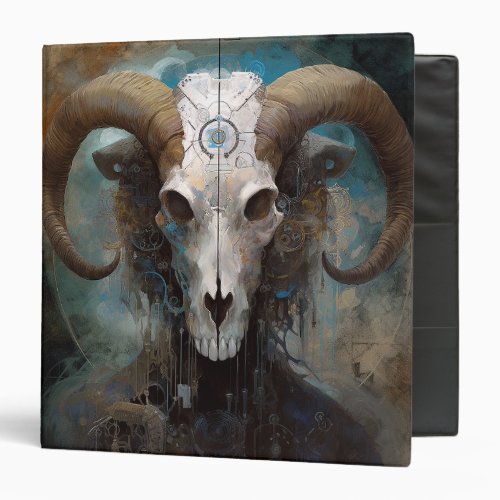 Ram Skull Surreal Fantasy Art 3 Ring Binder