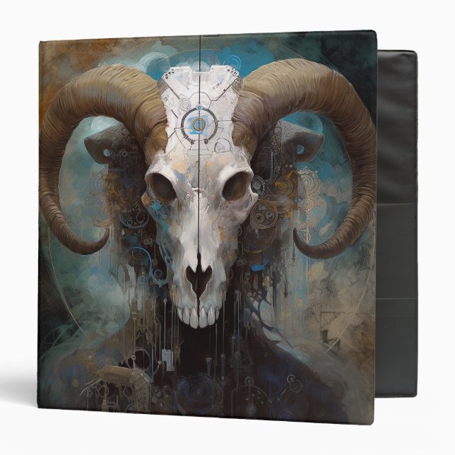 Ram Skull Surreal Fantasy Art 3 Ring Binder (Front/Inside)