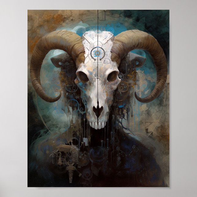 Ram Skull Surreal Fantasy Art Poster (Front)