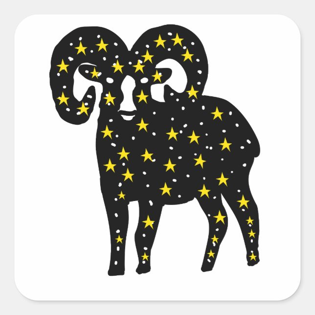 Ram Space Stars Silhouette Square Sticker (Front)