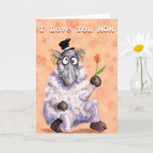Ram with Flower Funny Mother's Day Card