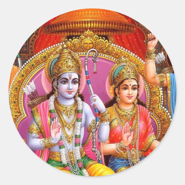 RAMA AND SITA CLASSIC ROUND STICKER (Front)