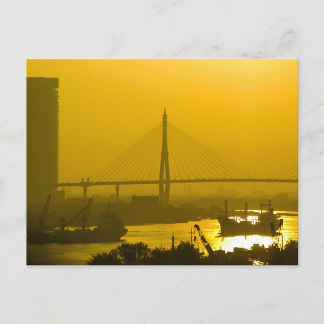 Rama VIII Bridge Bangkok Sunset Postcard (Front)