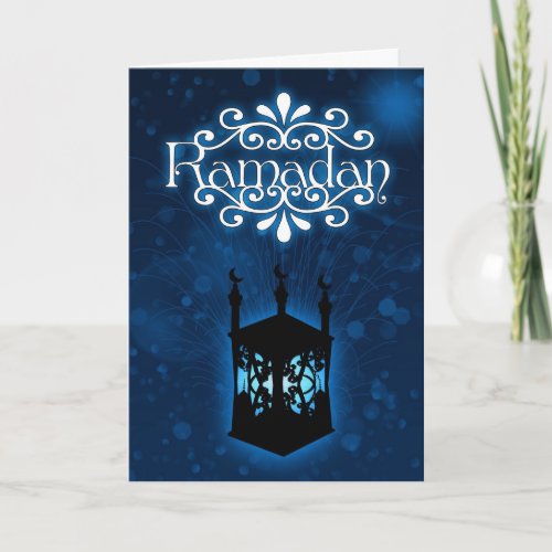 ramadan card blue with lamp