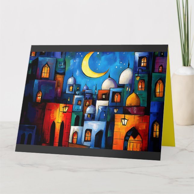 Ramadan Cityscape | A Vibrant Fusion of Colors Card (Front)