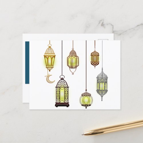Ramadan colorful Lanterns Ramadan Kareem fasting Holiday Postcard