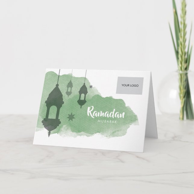 Ramadan Corporate Greeting Card - Green (Front)