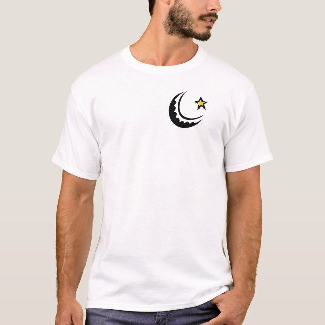 Ramadan Crescent Moon and Star Swoosh T-Shirt (Front)