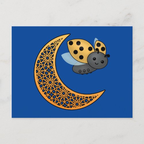 Ramadan Crescent Moon Ladybug Postcard