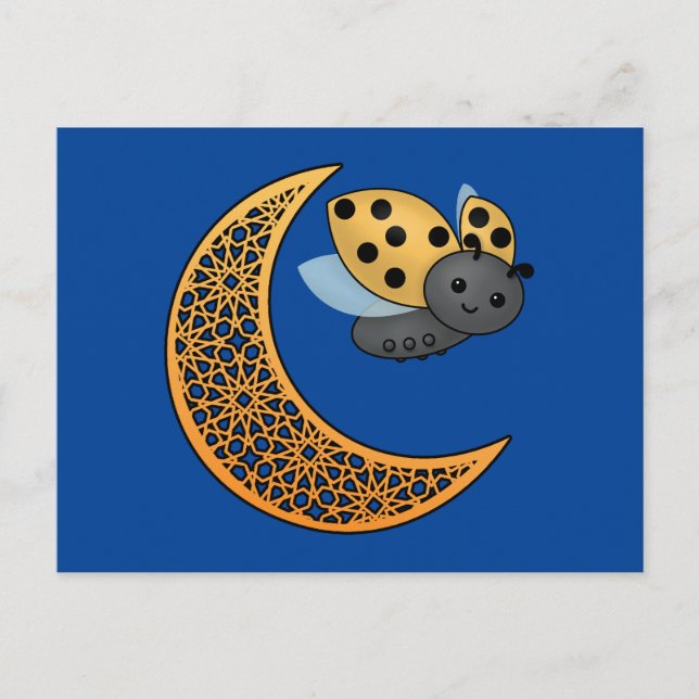 Ramadan Crescent Moon Ladybug Postcard (Front)