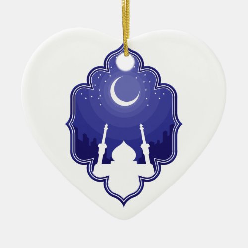 Ramadan  Eid al_Fitr Mubarak Greeting Ceramic Ornament