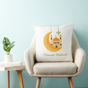 Ramadan Eid Mosque & Moon Accent Pillow
