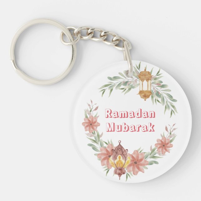 Ramadan | Eid Mubarak Cute Flowers Wreath Lamp  Keychain (Front)