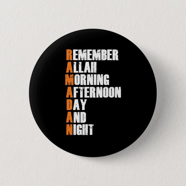 Ramadan Fasting Islam Muslim Allah Hajj Mecca Gift Button (Front)