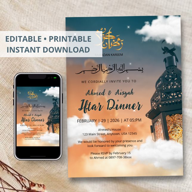 Ramadan Iftar Invitation with Glowing Lantern (Creator Uploaded)