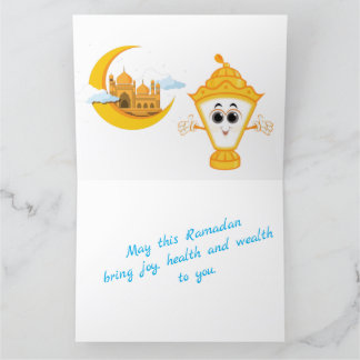 Ramadan Kareem blue Greeting card with lantern