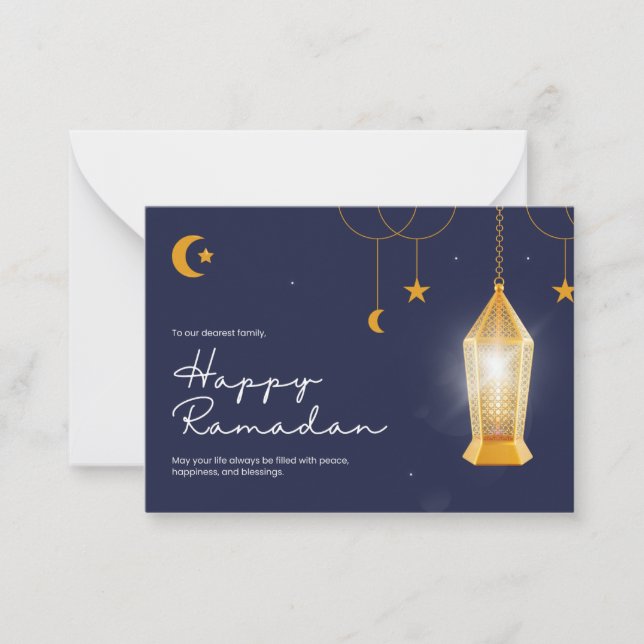 Ramadan Kareem Blue  Note Card (Front)