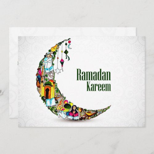 Ramadan Kareem Colorful Crescent        Holiday Card
