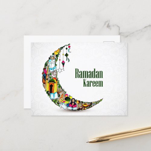 Ramadan Kareem Colorful Crescent       Postcard
