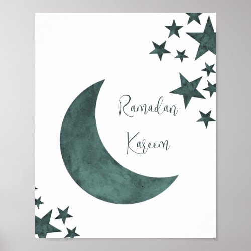 Ramadan Kareem crescent Islam mubarak stars Poster