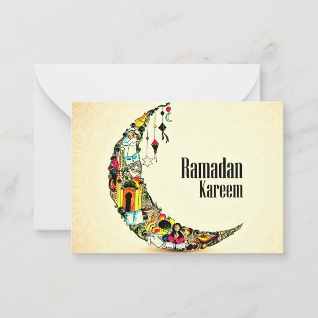 Ramadan Kareem Crescent  Note Card (Front)