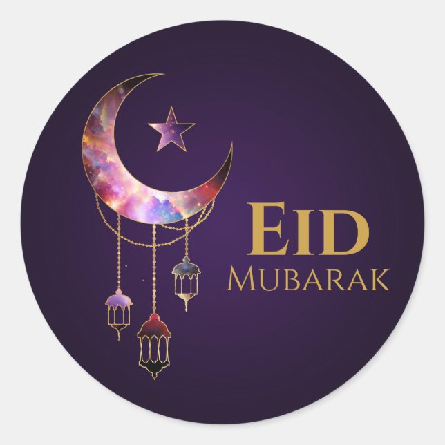 Ramadan Kareem -Eid Mubarak - Happy Eid Classic Round Sticker (Front)